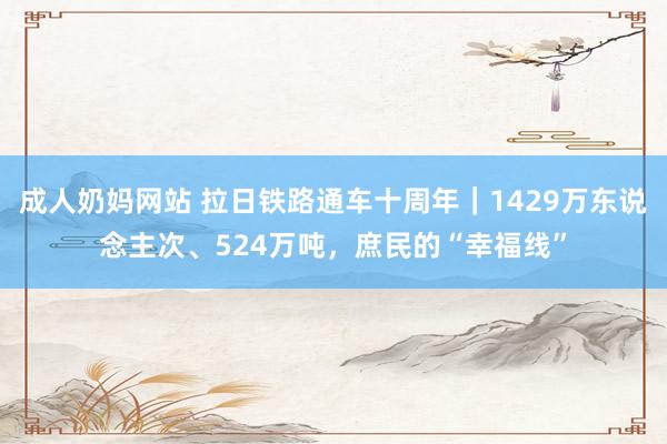 成人奶妈网站 拉日铁路通车十周年｜1429万东说念主次、524万吨，庶民的“幸福线”