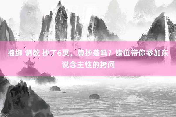捆绑 调教 抄了6页，算抄袭吗？错位带你参加东说念主性的拷问