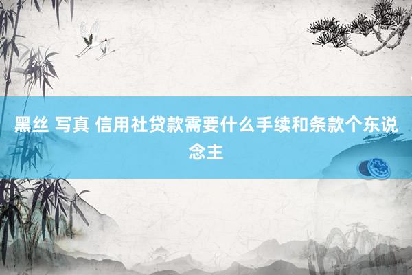 黑丝 写真 信用社贷款需要什么手续和条款个东说念主