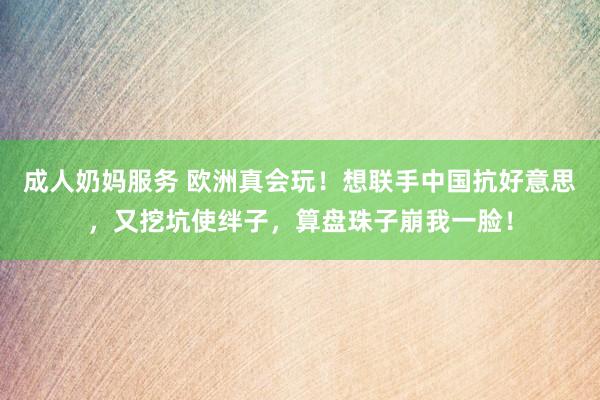 成人奶妈服务 欧洲真会玩！想联手中国抗好意思，又挖坑使绊子，算盘珠子崩我一脸！