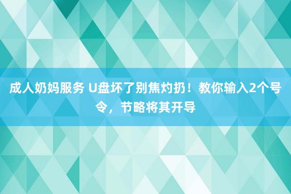 成人奶妈服务 U盘坏了别焦灼扔！教你输入2个号令，节略将其开导